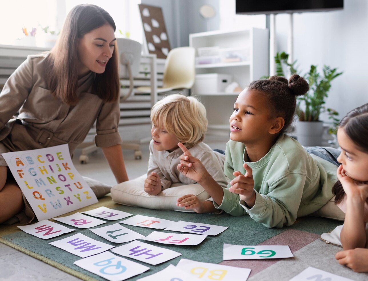 Teacher with children at ABC Kids Academy